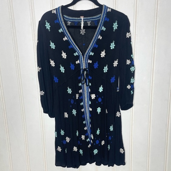Free People Star Gazer Embroidered Tunic Dress Boho Dress XS 276 - Picture 7 of 10